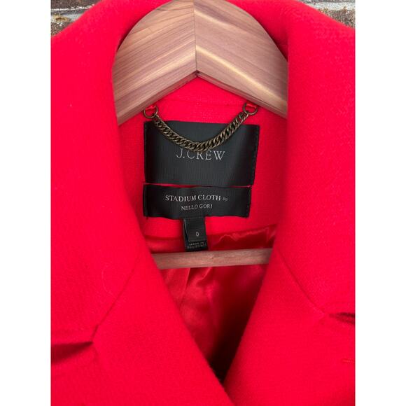 J Crew Majesty Stadium Cloth Peacoat 0 49360 Red Double Breasted Coat Wool - Picture 9 of 9